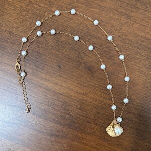 Gold and White Pearl Necklace